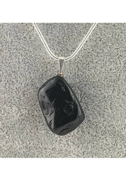 Pendant in Black TOURMALINE Tumbled Necklace MINERALS High Quality Chakra A+-1