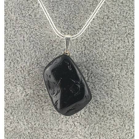 Pendant in Black TOURMALINE Tumbled Necklace MINERALS High Quality Chakra A+-1