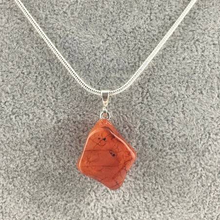 Colgante en CORNALINA ROJA Rodado COLLAR Alta Calidad Minerales Chakra Zen A+-1