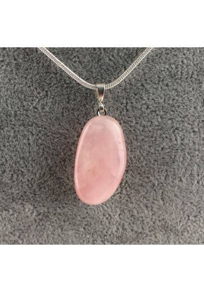 Ciondolo in QUARZO ROSA Burattato COLLANA Alta Qualità Minerali Chakra Zen A+-1