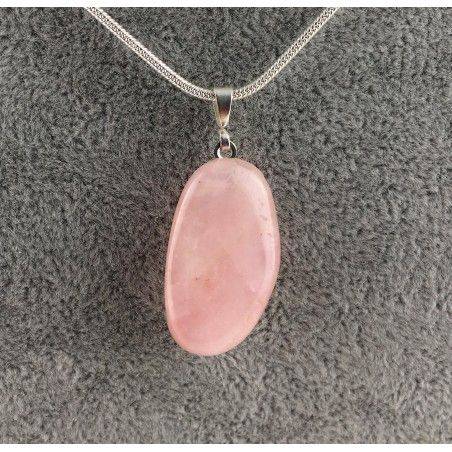 Ciondolo in QUARZO ROSA Burattato COLLANA Alta Qualità Minerali Chakra Zen A+-1