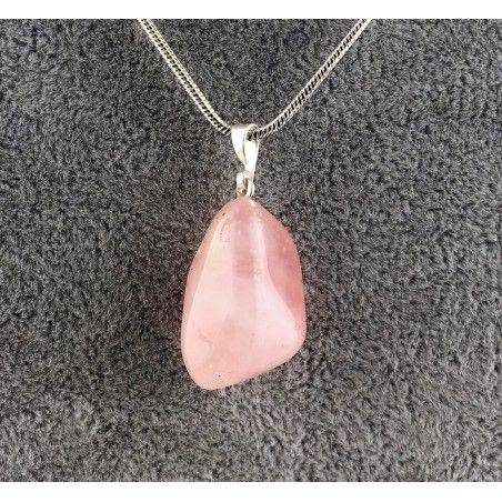 Ciondolo in QUARZO ROSA Burattato COLLANA Alta Qualità Minerali Chakra Zen A+-2