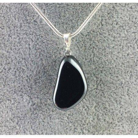 Optimal Pendentif dans Hématite Dégringolé Noir brillant Collier haute Qualité A+ Chakra-1