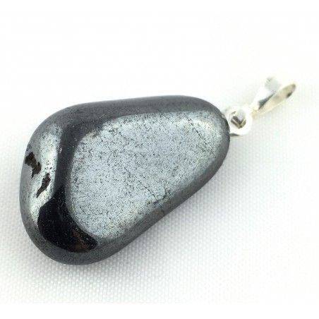 Optimal Pendentif dans Hématite Dégringolé Noir brillant Collier haute Qualité A+ Chakra-4