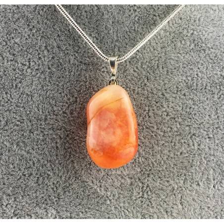 Pendentif dans Agate Cornaline Dégringolé Rouge Collier Minéraux haute Qualité Zen A+-1