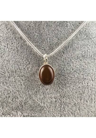 Ciondolo in CORNIOLA su Argento Invecchiato COLLANA Minerali Alta Qualità A+-1