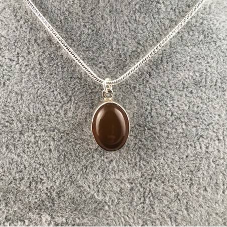 Ciondolo in CORNIOLA su Argento Invecchiato COLLANA Minerali Alta Qualità A+-1