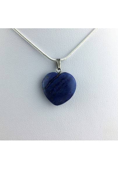 Colgante CORAZÓN en LAPISLÁZULI Montado en Plata Envejecida COLLAR Minerales-1