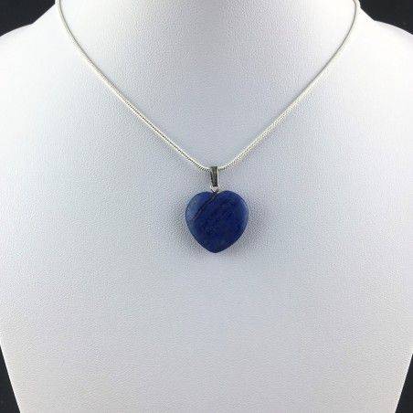 Colgante CORAZÓN en LAPISLÁZULI Montado en Plata Envejecida COLLAR Minerales-2