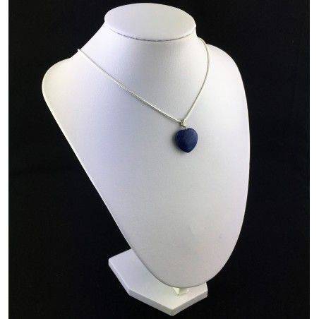 Colgante CORAZÓN en LAPISLÁZULI Montado en Plata Envejecida COLLAR Minerales-3