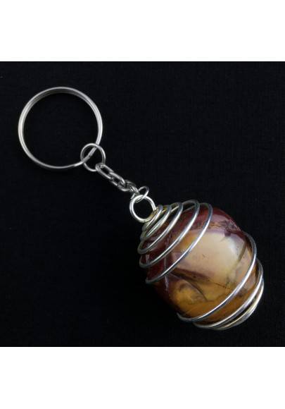 MOOKAITE Jasper Keychain Keyring Handmade Silver Plated Spiral-1