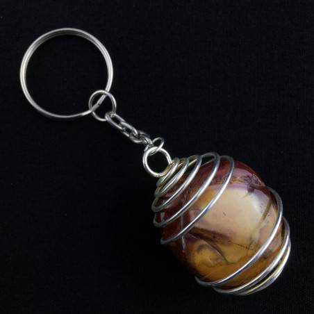 MOOKAITE Jasper Keychain Keyring Handmade Silver Plated Spiral-1