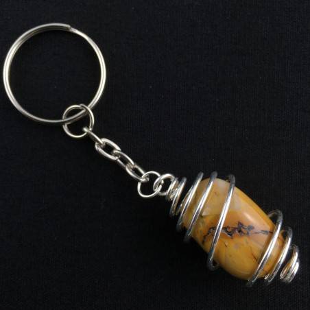 MOOKAITE Jasper Keychain Keyring Handmade Silver Plated Spiral-2