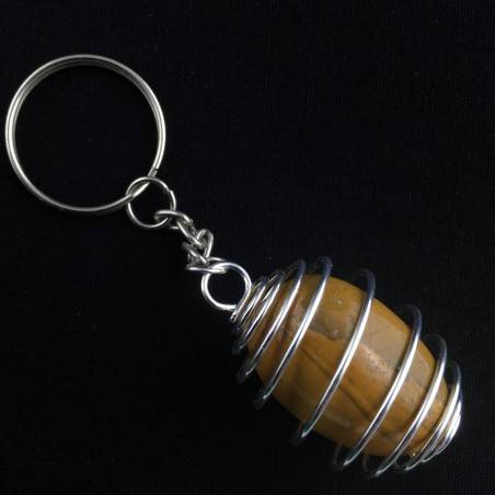MOOKAITE Jasper Keychain Keyring Handmade Silver Plated Spiral-3