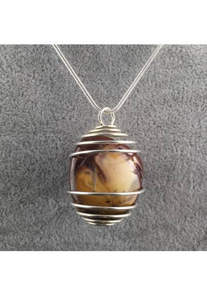 MOOKAITE Jasper Pendant Stone Tumble - LEO GEMINI PISCES Zodiac Silver A+-1