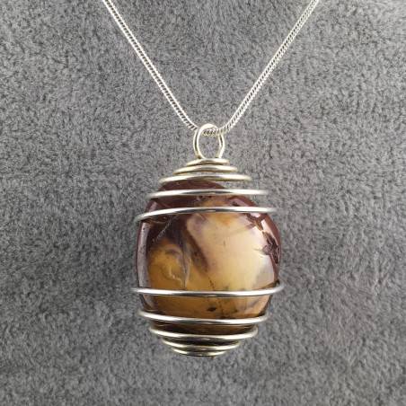 MOOKAITE Jasper Pendant Stone Tumble - LEO GEMINI PISCES Zodiac Silver A+-1