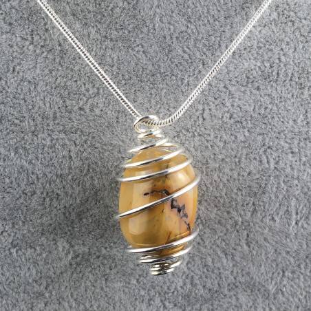 Colgante JASPE MOKAITA - LEO GEMINIS PISCIS Zodiaco Plata A+-3