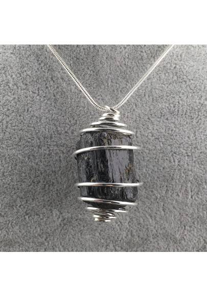 Pendant Rough Black Tourmaline - TAURUS GEMINI LIBRA Silver Zodiac Necklace-1