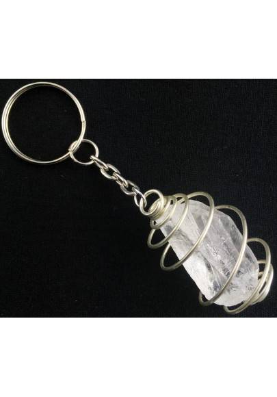Porte-clés dans Quartz Hyalin - AQUARIUM Zodeaco Argent monté Fabriqué à la main-1