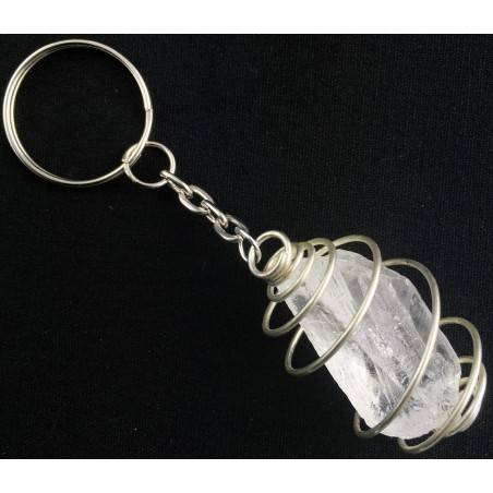 Porte-clés dans Quartz Hyalin - AQUARIUM Zodeaco Argent monté Fabriqué à la main-1