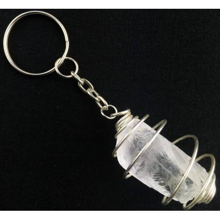 Porte-clés dans Quartz Hyalin - AQUARIUM Zodeaco Argent monté Fabriqué à la main-2