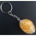 YELLOW CALCITE Keychain Keyring Hand Made on Silver Plated Spiral-1