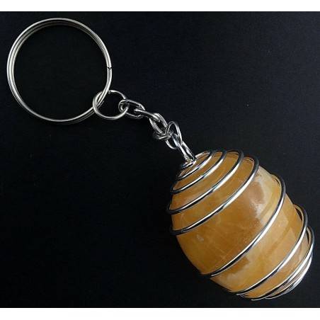 Portachiavi in CALCITE GIALLA - VERGINE SAGITTARIO Zodiaco Placcata Argento A+-1