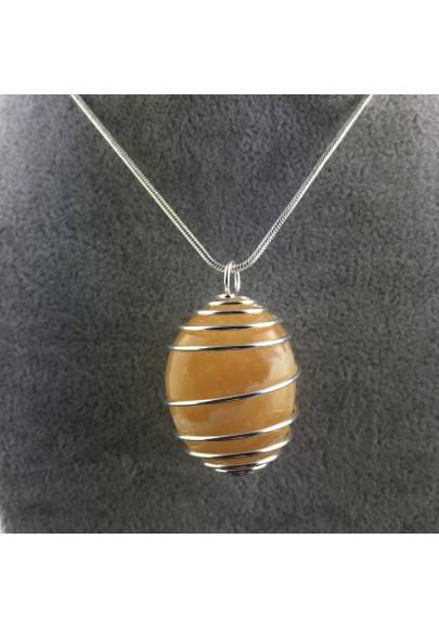 Pendentif Calcite jaune Fabriqué à la main Spirale Plaqué Argent Collier-1