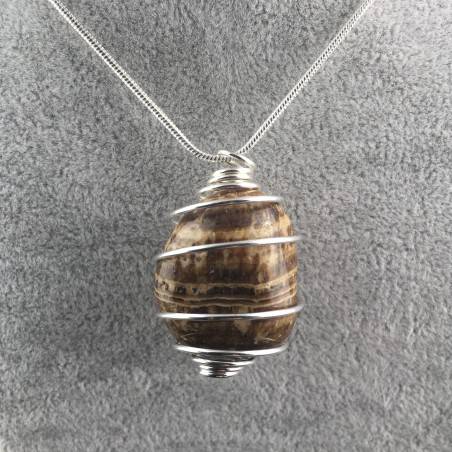Ciondolo ARAGONITE Montata Artigianalmente Spirale Placcata Argento Collana A+-1