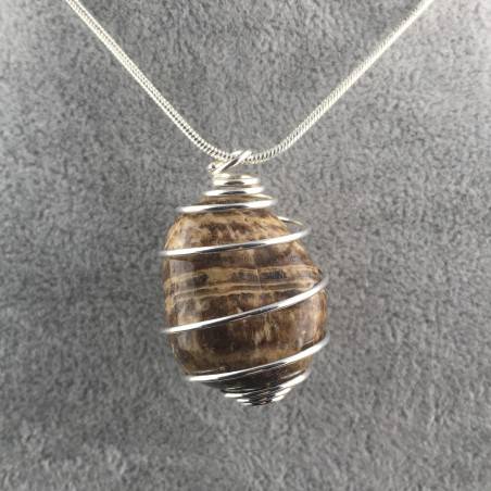 Ciondolo ARAGONITE Montata Artigianalmente Spirale Placcata Argento Collana A+-2
