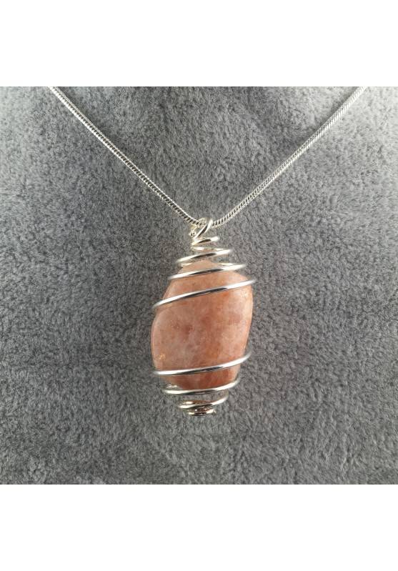 Ciondolo PIETRA DEL SOLE ELIOLITE - LEONE SCORPIONE Zodiaco Spirale Argento A+-1