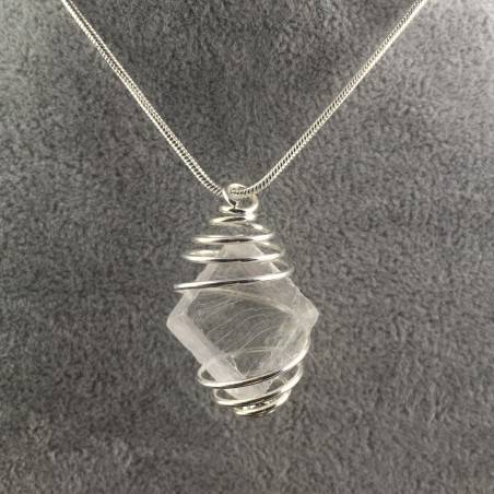 Ciondolo CALCITE GREZZA SPATO D'ISLANDA - VERGINE SAGITTARIO Spirale Argento-2