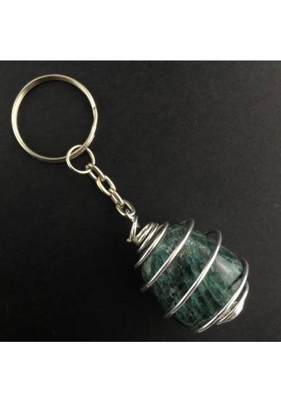 APATITE Keychain Keyring - PISCES Zodiac Silver Plated Spiral Necklace Gift Idea-1