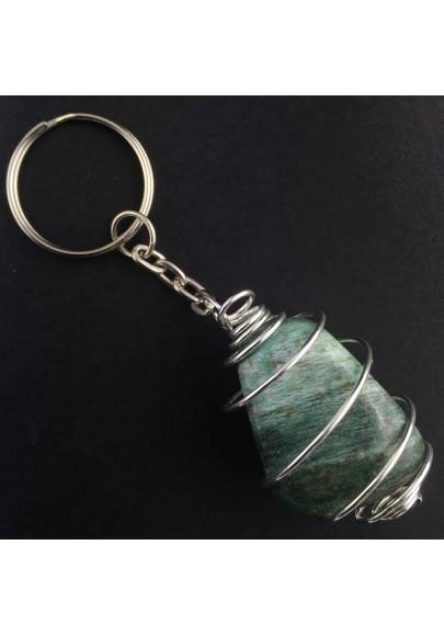 Porte-clés Jade Africain - ÉQUILIBRE Zodeaco Spirale Plaqué Argent Collier-1