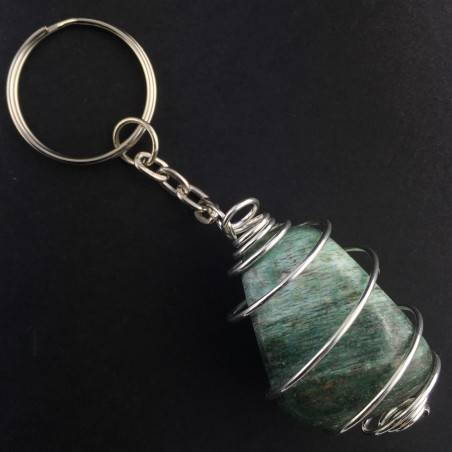 Porte-clés Jade Africain - ÉQUILIBRE Zodeaco Spirale Plaqué Argent Collier-1