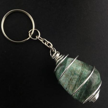 Porte-clés Jade Africain - ÉQUILIBRE Zodeaco Spirale Plaqué Argent Collier-2