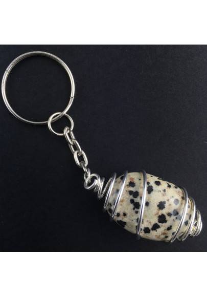 Porte-clés Jaspe Dalmatien Dalmatien - Bélier Zodeaco Spirale Argent Collier-1