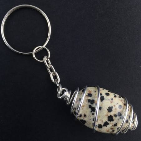 Porte-clés Jaspe Dalmatien Dalmatien - Bélier Zodeaco Spirale Argent Collier-1
