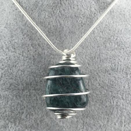APATITE Hand Made Pendant on Silver Plated Spiral Necklace Minerals Natural CharmA+-1