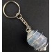Portachiavi CELESTITE CELESTINA - GEMELLI ACQUARIO Spirale Placcata Argento A+-1