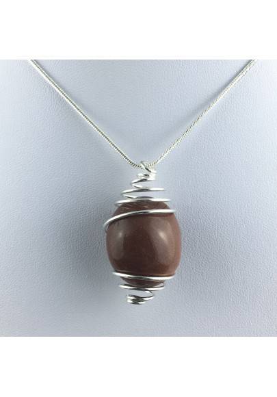 Red Sun Stone Pendant Tumbled Stone - LEO SCORPIO Zodiac Silver A+-1