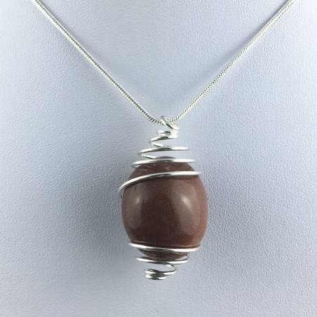 Red Sun Stone Pendant Tumbled Stone - LEO SCORPIO Zodiac Silver A+-1