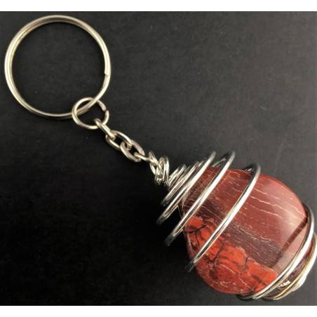 Rainbow JASPER  Keychain Keyring Hand Made on Silver Plated Spiral-2