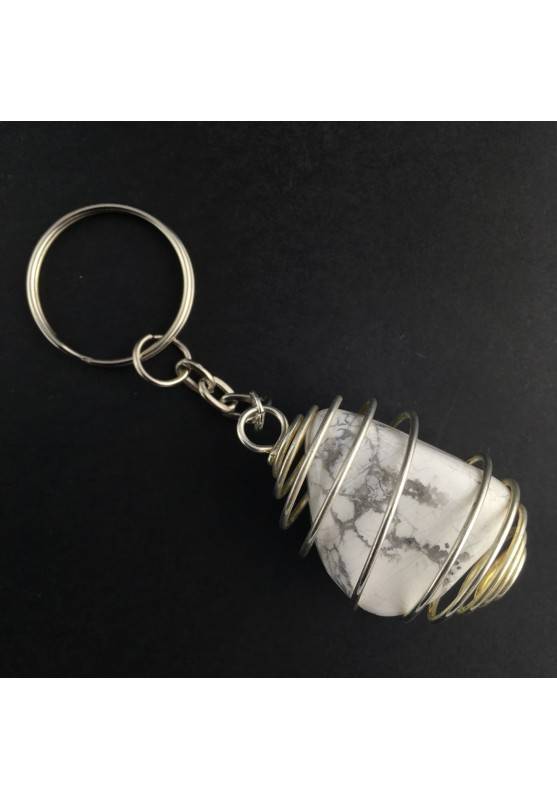 Portachiavi HOWLITE - SCORPIONE Zodiaco Spirale Montata Placcata Argento Collana-1