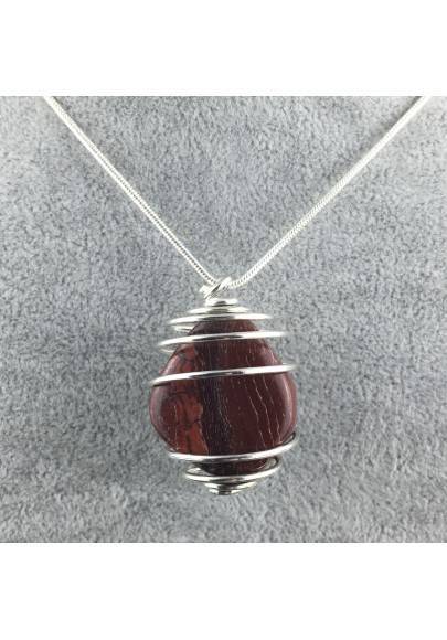 RAINBOW JASPER Pendant - ARIES LEO Zodiac Silver Plated Spiral Charm Natural Stone-1