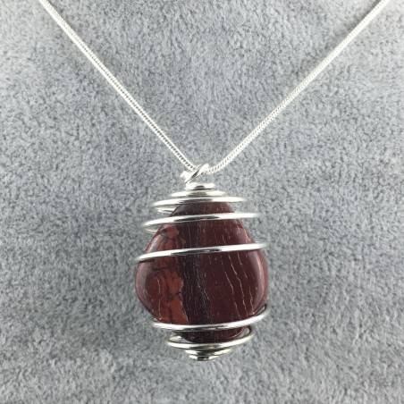 RAINBOW JASPER Pendant - ARIES LEO Zodiac Silver Plated Spiral Charm Natural Stone-1