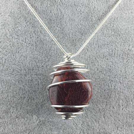 RAINBOW JASPER Pendant - ARIES LEO Zodiac Silver Plated Spiral Charm Natural Stone-2
