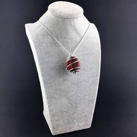 RAINBOW JASPER Pendant - ARIES LEO Zodiac Silver Plated Spiral Charm Natural Stone-3