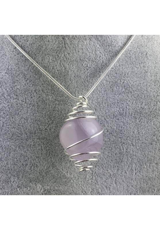 Ciondolo GIADA LAVANDA - TORO Zodiaco Spirale Montata Placcata Argento Collana-1