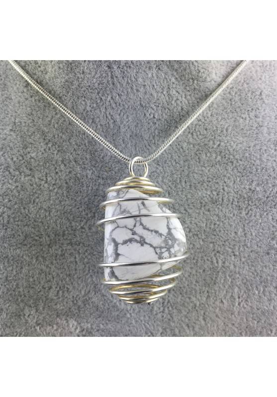 Ciondolo HOWLITE - SCORPIONE Zodiaco Spirale Montata Placcata Argento Collana-1